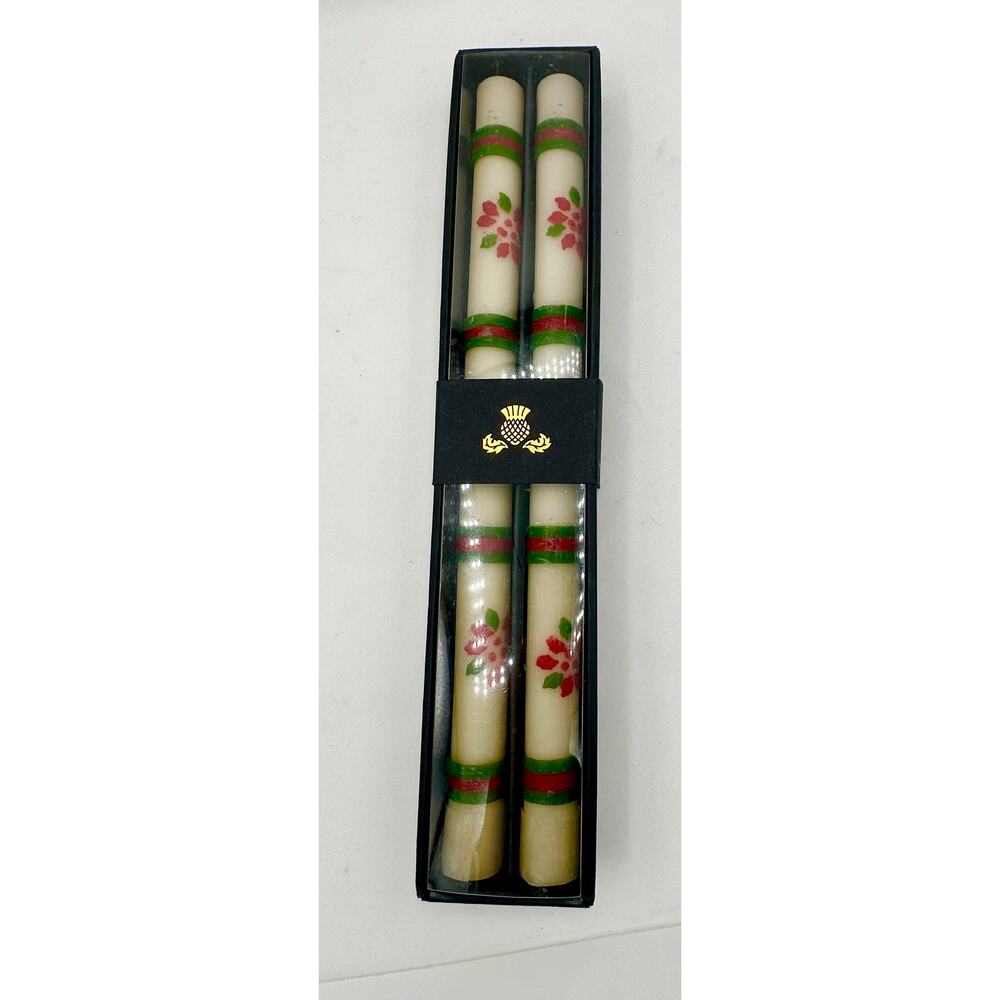 MacKenzie-Childs Poinsettia Taper Candles, Set of 2 Holiday Candles